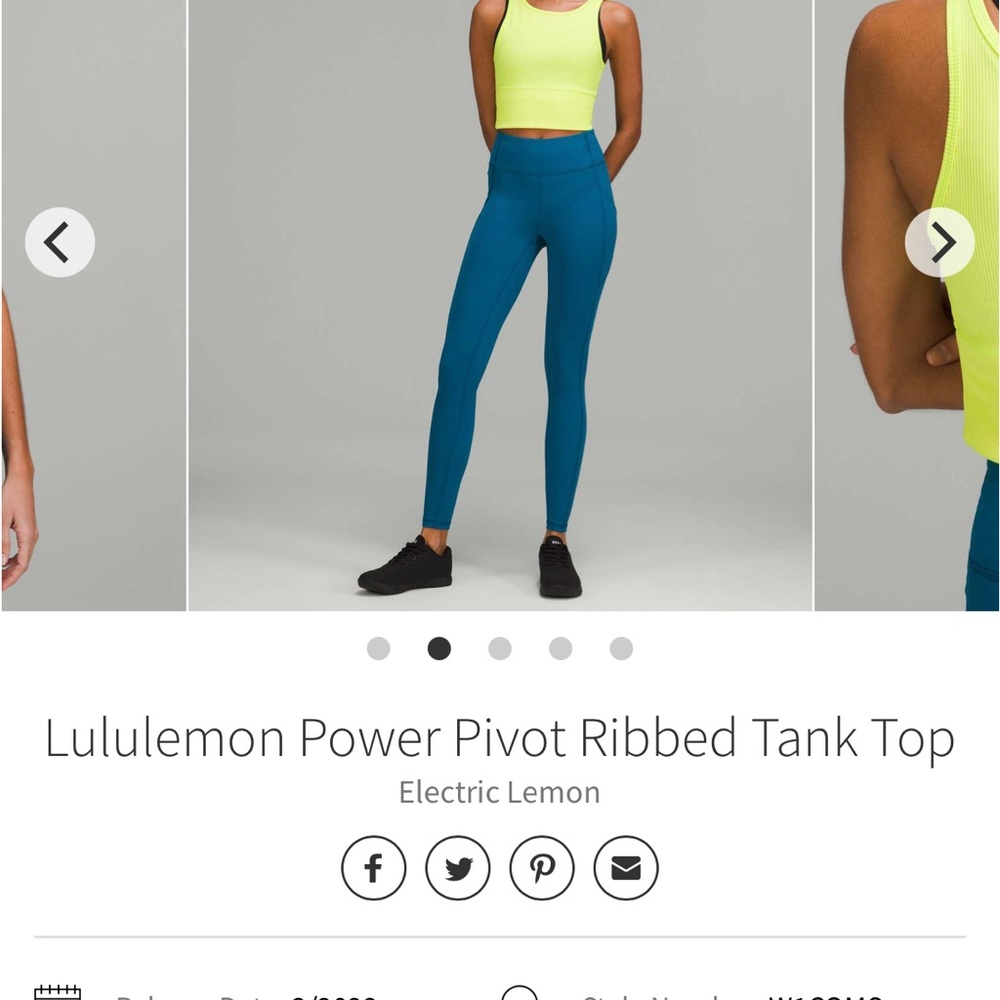 New- Power Pivot Ribbed Tank Top- Electric Yellow - Picture 3 of 4